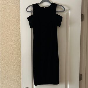 Calvin Klein Black Velvet Off-Shoulder Dress